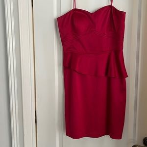 Hot pink corset too peplum dress